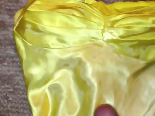 Yellow &amp; White Ombre Satin Homecoming Dress 2