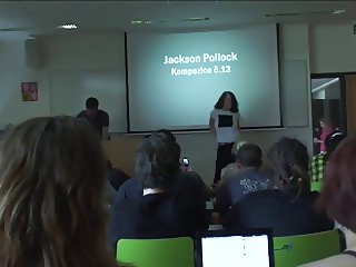 Cute girl strips during lecture