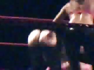 Trish Stratus gets her pants pulled down at a live event