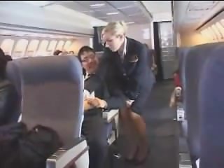 Air stewardess helps with masturbation on the flight