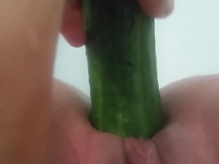 squirting on cucumber in the bathtub