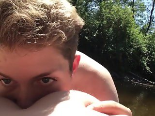 teen twink eating and slapping teens ass by the river