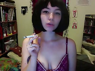 hot smoking webcam girl